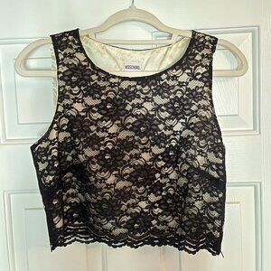 Vintage Moschino Jeans Lace Cropped Tank Top